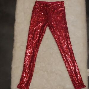 Glittery Red Sequin Leggings
